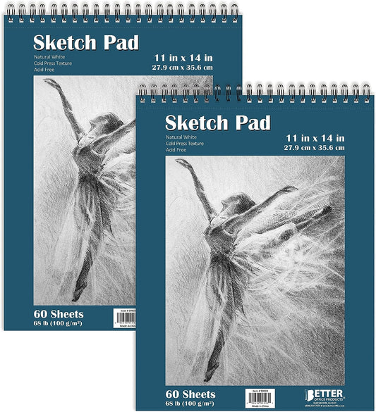 11" X 14" Sketch Paper Pads, 120 Total Sheets (60 Each), 2 Pack