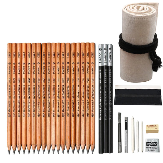 36Pcs Sketch Set for Beginners Students with Adult Hand-Painted Painting Professional Sketch Tools Full Set of Art Supplies